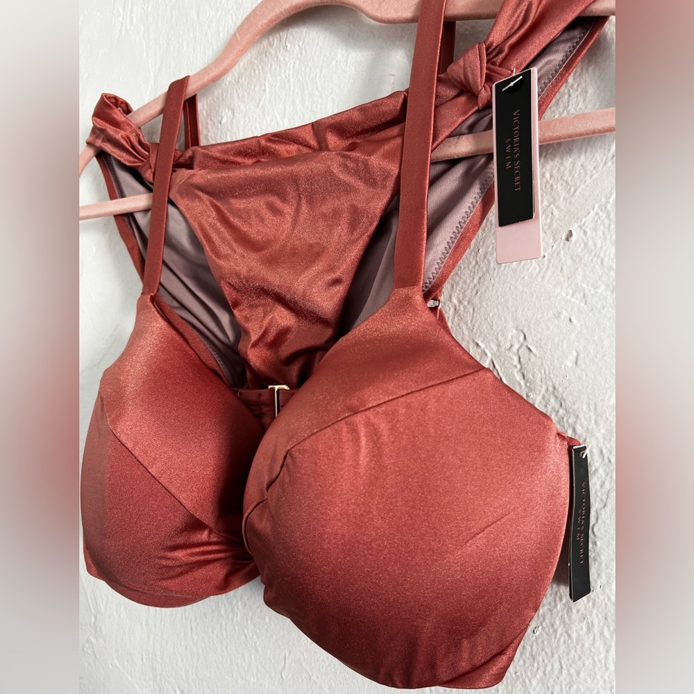 Victoria's Secret Shimmery Rust Red Padded Bikini Top - Picture 2 of 4